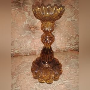 Vintage Glass Candle Stick Holder 10" Tall Exquisite Design Table Decor